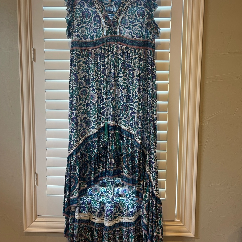 Sleeveless Blue Floral Maxi Dress